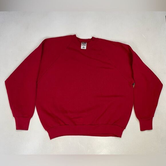 VINTAGE Fruit Of The Loom Blank Crewneck Sweatshirt Men XL Red 90s - Picture 1 of 4